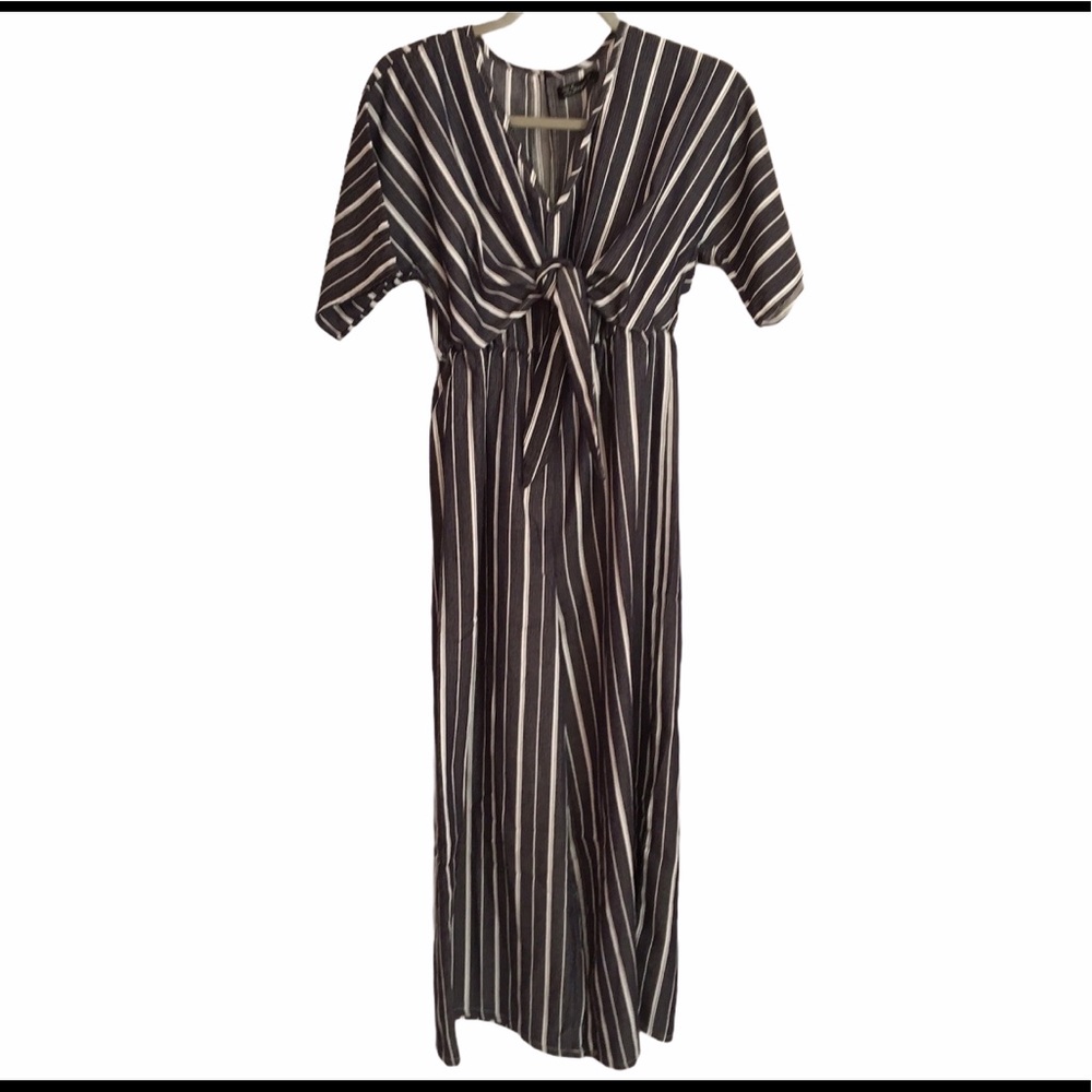 Simplee Short Sleeve Tie Front Jumpsuit S